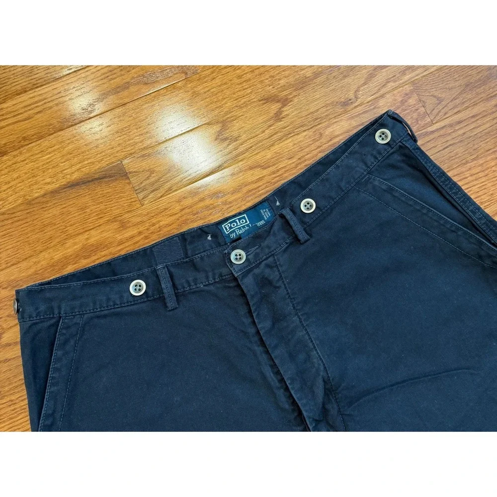 Vintage Polo Ralph Lauren Chino Shorts Mens 36 Navy Buckle Back Military Utility